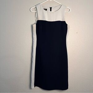 AGB Women Dress 8 Petite Office White Navy Sleeveless Regular Fit Mini Sheath